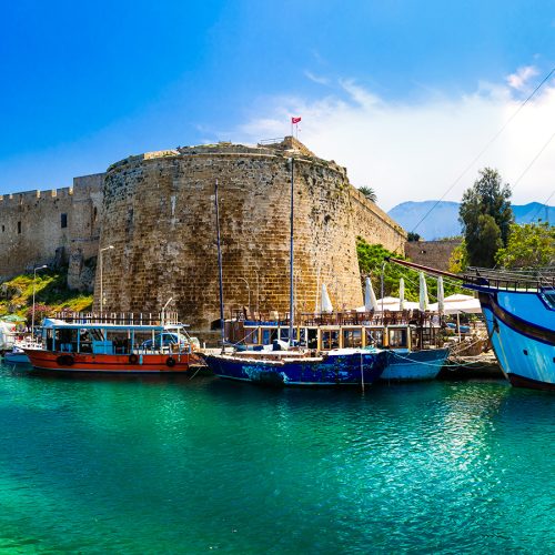 Lanmarks of Cyprus - Kyrenia town , medieval fortress in northe