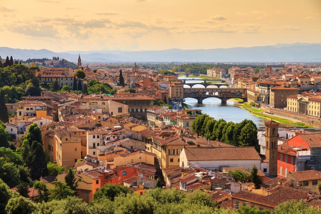 Beautiful,Cityscape,Skyline,Of,Firenze,(florence),,Italy,,With,The,Bridges
